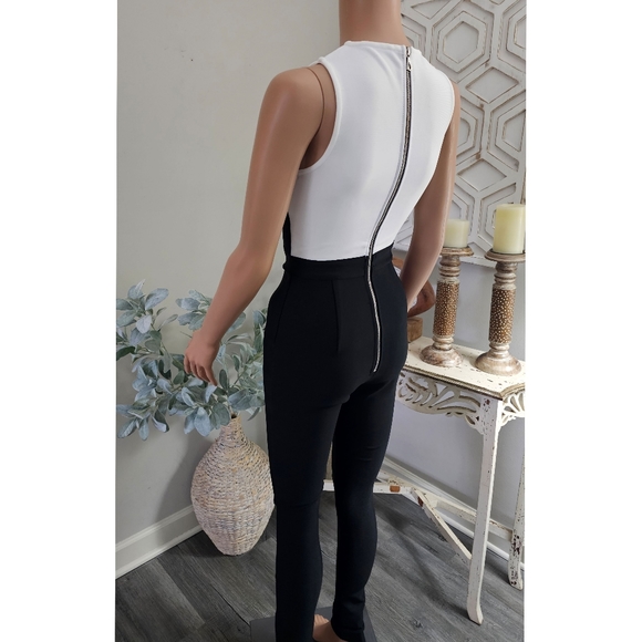 Bella Barnett Allegra White Black Corset Bandage Sleeveless Jumpsuit Size Small - Picture 4 of 9